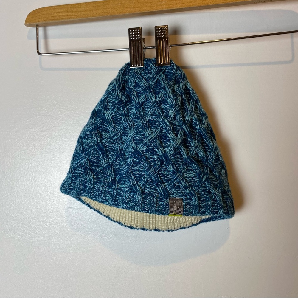 Smartwool Blue and Cream Knit Beanie Winter One Size